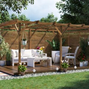 Utopia Slatted Wall Wooden Pergola
