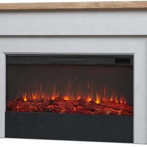 Real Flame Malie 68″ Electric Fireplace with Mantel & Remote Control